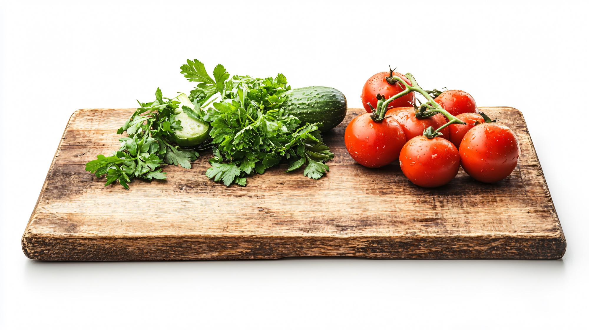Close-up of fresh seasonal vegetables on wooden board